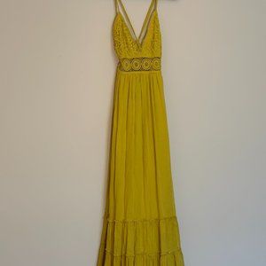 Yellow Criss Cross Backless Maxi Dress